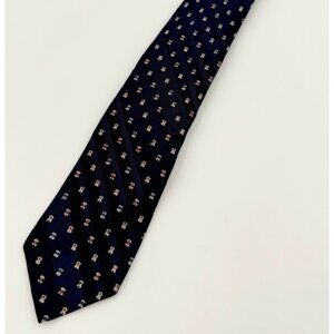 Vintage Men's Silk Tie by Surreys - Navy Blue, Burgundy, Cream